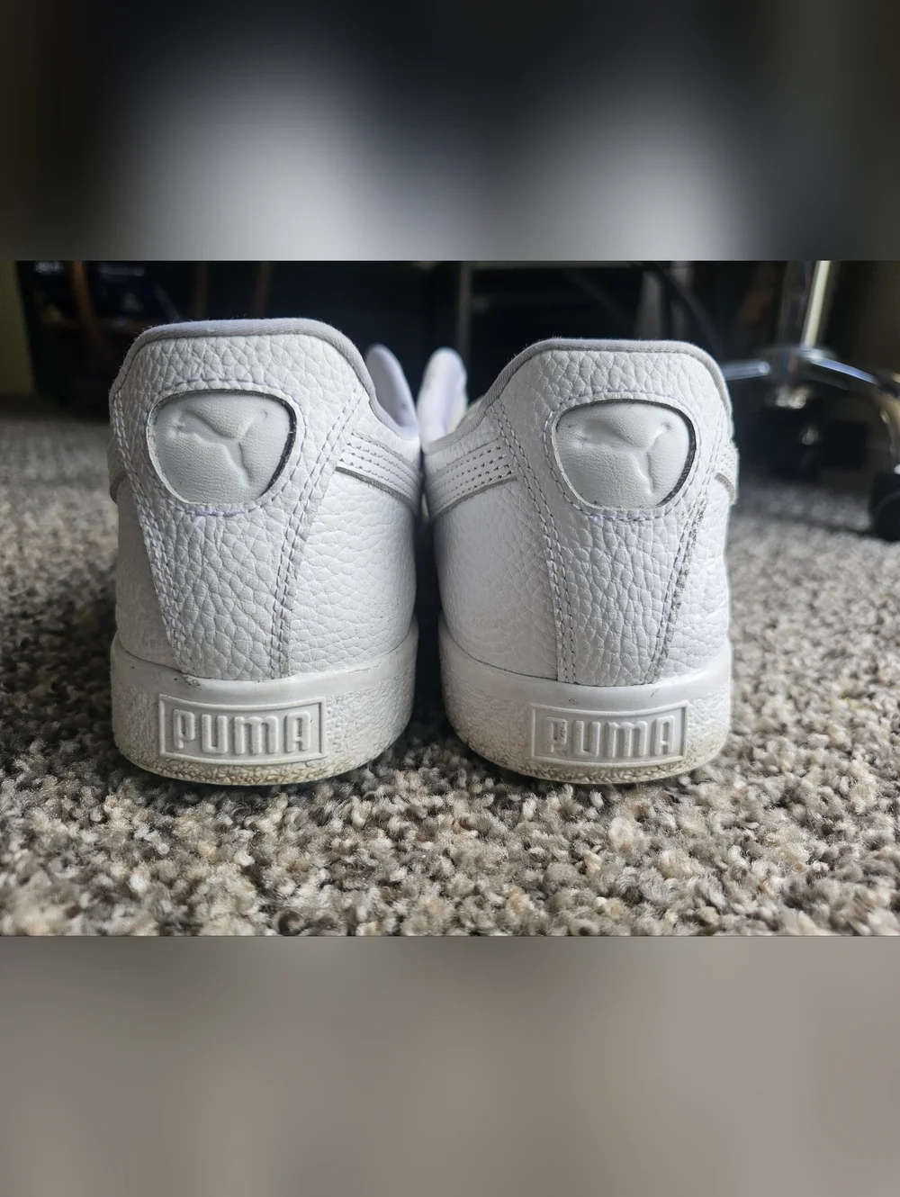 Puma TMC All-White Textured Leather Low-Top Sneaker